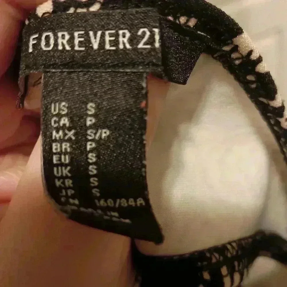 FOREVER 21 Black‎ Cream Whimsigoth Fairycore Midi Party S dress (#763)
